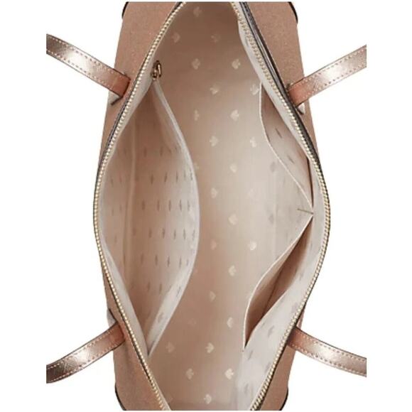 KATE SPADE GLITTER TOTE, UNIVERSAL LAPTOP SLEEVE, & PHONE CROSSBODY IN ROSE GOLD - Picture 3 of 10